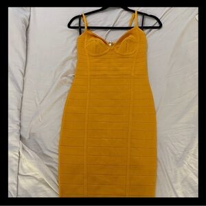 Bebe Mustard Bandage Dress